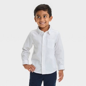 Toddler Boys' Long Sleeve Oxford 'Button-Down' Shirt - Cat & Jack™ White - 1 of 3