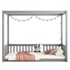 CAVINAS Twin/Full Size Bed Frame with Canopy-Style Top & Guardrails,Modern Floor Bed for Kids Room,Bedroom - 4 of 4
