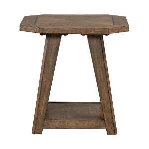 Liberty Furniture,Carolina Park Octagonal End Table for Living Room - Amber Brown Oak - 1 of 4