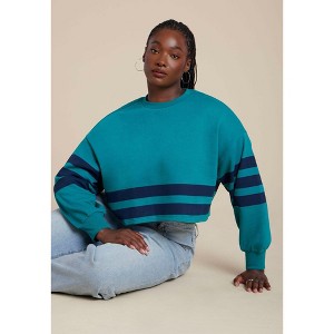 ELOQUII Women's Plus Size Boxy Cropped Sweatshirt - 1 of 4