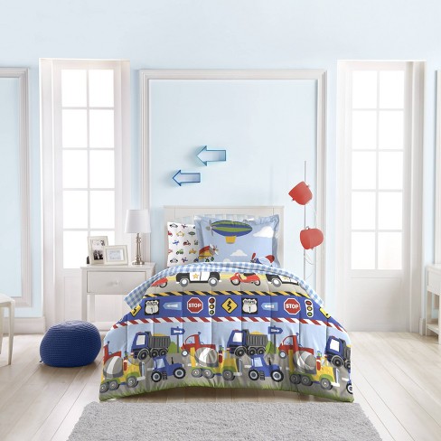 Jogo de Cama 5 Peças Tratores Dream Factory Trucks Tractors Cars Boys  5-Piece Comforter Sheet Set - Bebe Importados Miami