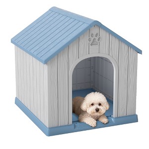 MooxvMoo Pointed-Roof Dog House,Outdoor&Indoor House,Outdoor Kennel for Yard, Patio, Garage, Easy to Assemble - 1 of 4