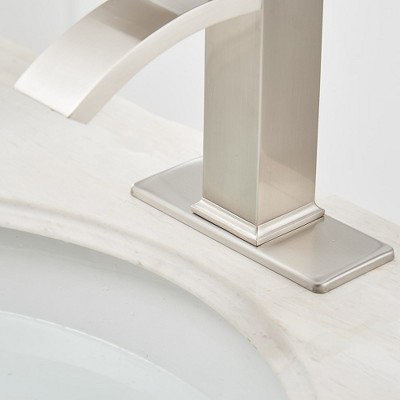 Brushed Nickel Single-Handle Waterfall Bathroom Faucet with Drain