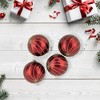 Northlight 4ct Burgundy Red and Gold Glitter Striped Glass Christmas Ball Ornaments 3" (76mm) - image 2 of 4