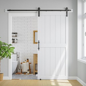 SMARTSTANDARD 84 in. Height White MDF Solid Core Interior Sliding Barn Door with Hardware Kit - 1 of 4