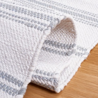 Ivory Flat Woven Cotton Handmade Square Rug, 6' x 6'