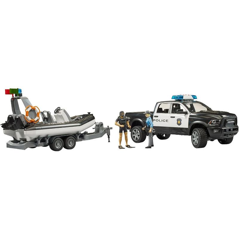 Bruder RAM 2500 Police Pickup with L + S Module Trailer & Boat, 2 of 7