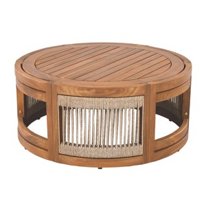 Dexmalle Handwoven Rope Accent Boho Coffee Table - 1 of 4