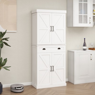 VYNXARIA Elegant White Pantry Storage Cabinet