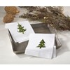 Saro Lifestyle Christmas Tree Embroidery Design Holiday Hemstitched Border Linen Cotton Guest Towel - Set of 4, 14"x22", White - 2 of 2