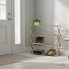 Basicwise Set of 2 Foldable Bamboo Shoe Rack and Storage Shelf Multi-Purpose Wooden Organizer for Entryway Closet or Living Room Space-Saving Stand - 4 of 4
