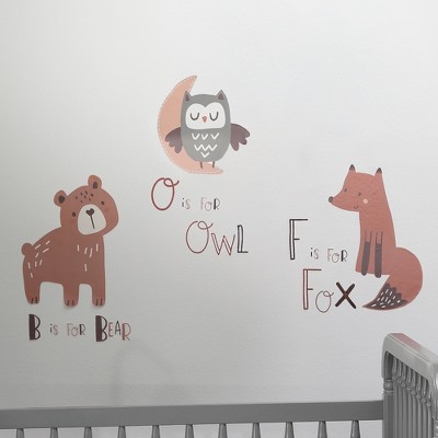 Woodland Animal Alphabet Self-Adhesive Wall Decals for Nursery