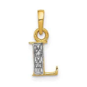 Black Bow Jewelry The Chloe Mini Diamond Accent initial L Pendant in 14k Yellow Gold - 1 of 4
