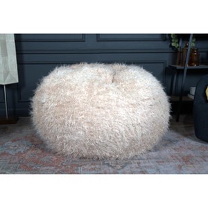Vynxaria 5-Foot Rounded Faux Fur Bean Bag - Stylish Comfort for Any Space - 1 of 4