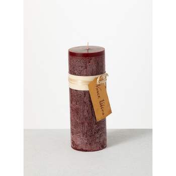 Vance Kitira 9" Wine Timber Pillar Candle ,Scentless, Clean-Burning, Environmental Friendly