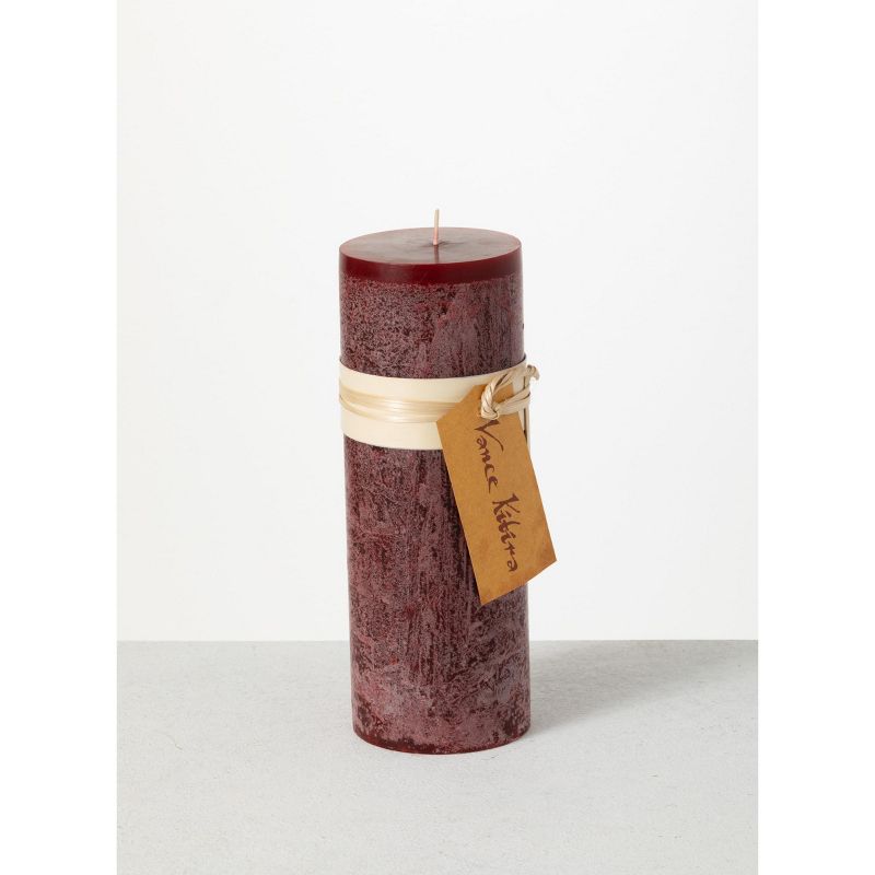 Vance Kitira 9" Wine Timber Pillar Candle ,Scentless, Clean-Burning, Environmental Friendly, 1 of 3