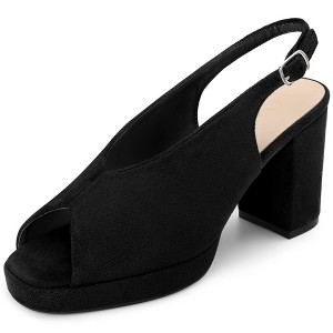 Square Toe Slingback Platform Heels