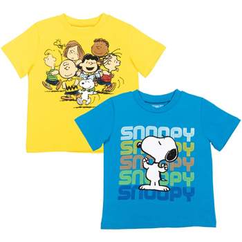 Peanuts Snoopy Charlie Brown And Friends Big Boys 2 Pack T-shirts Blue /  Grey 14-16 : Target