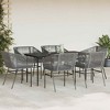vidaXL Patio Dining Set with Cushions Table and Chairs Set Poly Rattan Glass - Gray 63" x 31.5" x 29.1" 6 Pieces - 3 of 4