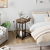C Shaped End Table with Charging Station, Flip Top Sofa Side Table with USB Ports and Outlets - 3 of 4