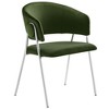 Modway Nella Barrel Dining Chairs – Set of 2 Moss Green Velvet Armchairs with Silver Legs, Mid-Century Modern Living Room or Dining Seating - 4 of 4