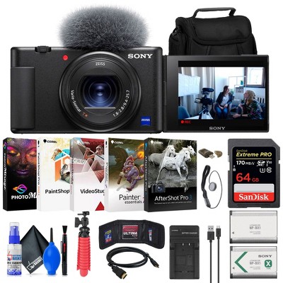 Sony Zv-1 Digital Camera (black) + 64gb Card + Case + Extra 