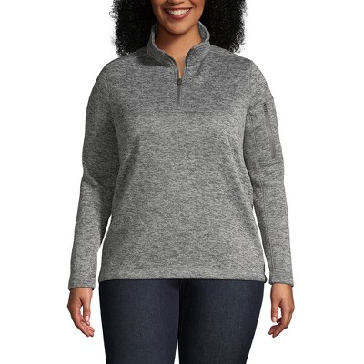 Lands' End Women's Sweater Fleece Quarter Zip Pullover
