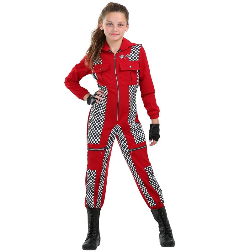 HalloweenCostumes.com Racer Jumpsuit Costume for Girls, 1 of 6