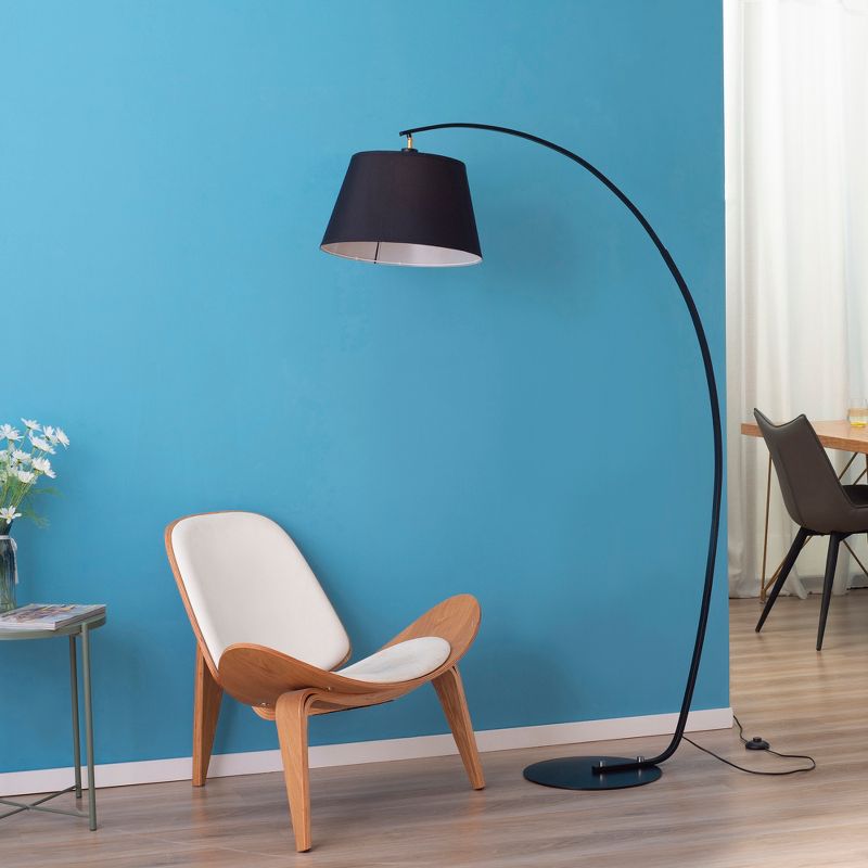 HOMCOM Arched Floor Lamp, Modern Standing Lamp with Foot Switch & Metal Base, Corner Reading Lamps Tall Pole Light for Office Bedroom Living Room, 2 of 10