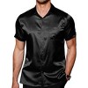 COOFANDY Mens Silk Button Down Short Sleeve Shirt Satin Dress Shirts Summer Beach Wedding Shirt - 3 of 4