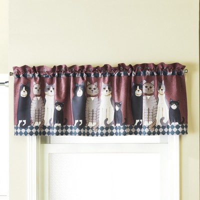 Lakeside Country Cats Window Treatment Valance with Rod Pocket for Hanging