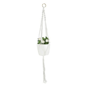 Unique Bargains Macrame Plant Hanger Woven Cotton Indoor Outdoor Decorative - 1 of 4