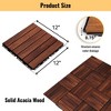 Racxily Interlocking Deck Tiles Striped Pattern, 12" x 12" Square Acacia Hardwood Outdoor Flooring for Patio, Bancony, Pool Side£¬ Brown - 4 of 4