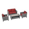 Sonkuki 4 Pieces Patio Conversation Set, Loveseat Sofa with Coffee Table, All-Weather PE Rattan Wicker Sofa - 2 of 4