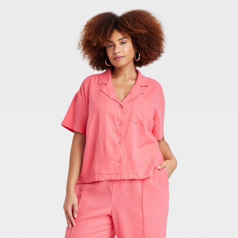 Women's Oversized Long Sleeve Collared Button-down Shirt - Universal  Thread™ Light Pink Xl : Target