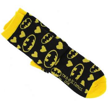 Bioworld Batman Black & Yellow Hearts Junior Crew Socks