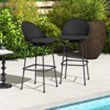 Tangkula Rattan Swivel Barstools Set of 2 w/ Curved Back & Heavy-Duty Metal Support - 2 of 4