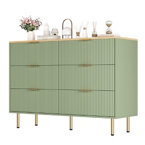 Garvee Fluted Wood Dresser 5 Drawers Dresser for Bedroom, Modern White Tall Dresser with Gold Handle, Wood Drawer Organizer for Living Room, Hallway - 1 of 4