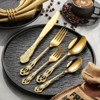30-Piece Flatware Set for 6, Stainless Steel Retro Silverware with Vintage Baroque Design, Mirror Finish & Dishwasher Safe - 4 of 4