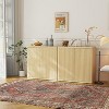 3-Tier Modern Buffet Cabinet with Storage, Storage Cabinet with Double Fluted Doors & Adjustable Shelves, for Dining Room Kitchen Natural - 4 of 4