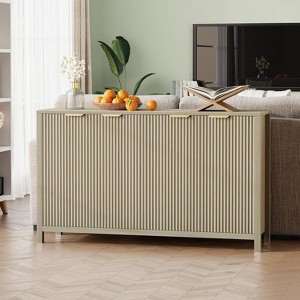 Fluted Sideboard Buffet Cabinet, 4 Doors & Adjustable Shelves, Wood Accent Cabinet Coffee Bar Table TV Console for Living Dining Room Kitchen Entryway - 1 of 4