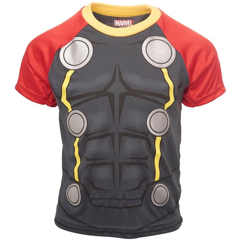 Marvel Avengers Captain America Iron Man Venom Hulk Cosplay Athletic T-Shirt and Shorts Outfit Set Toddler to Little Kid, 2 of 8