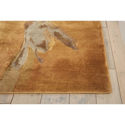 Handmade Somerset Round Beige Floral Synthetic Rug - 7'9" x 10'10"