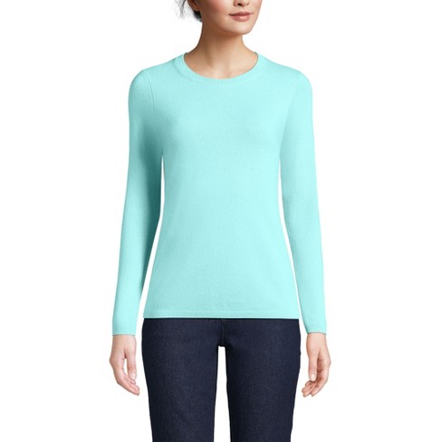Lands End Women s Petite Cashmere Sweater Medium Pale Aqua Ice Target