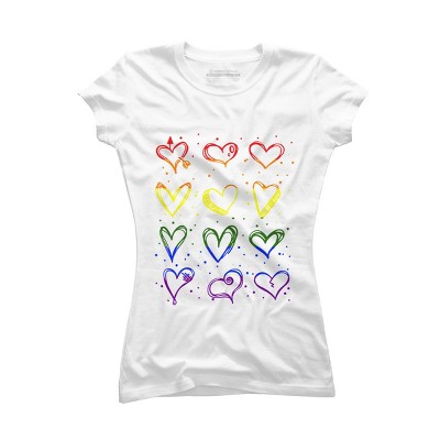 Adult Design By Humans Rainbow Pride Hearts By Classmates T-Shirt