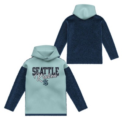 NHL Seattle Kraken Girls' Faux Fur Long Sleeve Hooded Sweatshirt