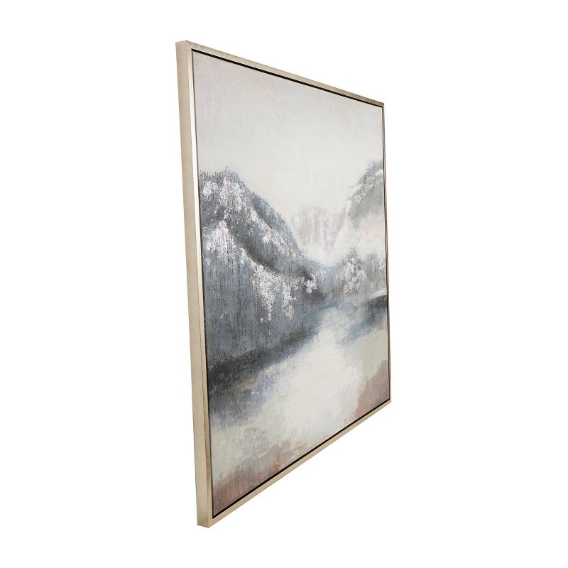Canvas Abstract Landscape Framed Wall Art with Silver Foil Accent Gray - Olivia &#38; May, 2 of 6