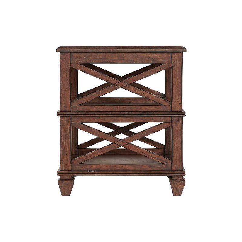 21&#34; Bridgton Square Wood End Table with 2 Shelves Cherry - Alaterre Furniture, 5 of 6