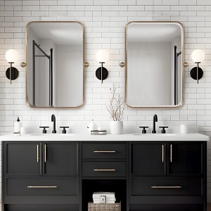 Dovelina Rectangular Metal Frame Pivot Decorative Wall Mirror with Rounded Corners (Set of 2) - 1 of 4