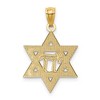 Black Bow Jewelry 14k Yellow Gold & Rhodium D/C Star of David & Chai Pendant, 16mm - 3 of 4